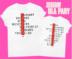 zestaw koszulek dla pary, koszulki dla chłopaka i dziewczyny 