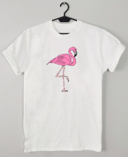 T-shirt damski z flamingiem