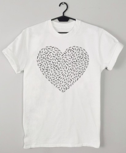 T-shirt damski serce w listki