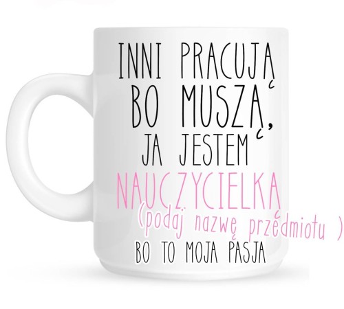kubki na dzień nauczyciela, kubki dla nauczycielki z przedmiotem