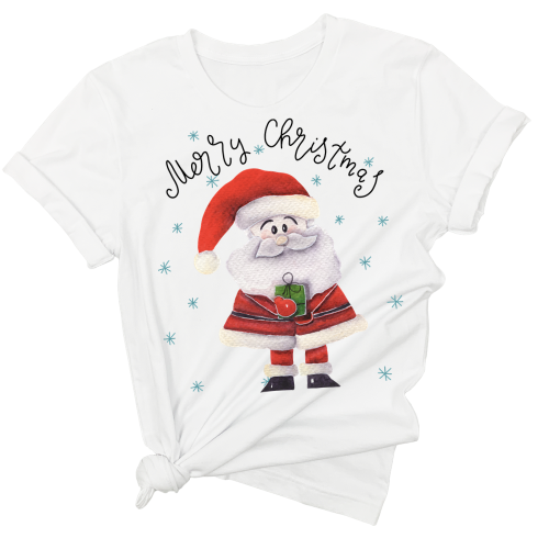 damska świąteczna koszulka z mikołajem i prezentem.png