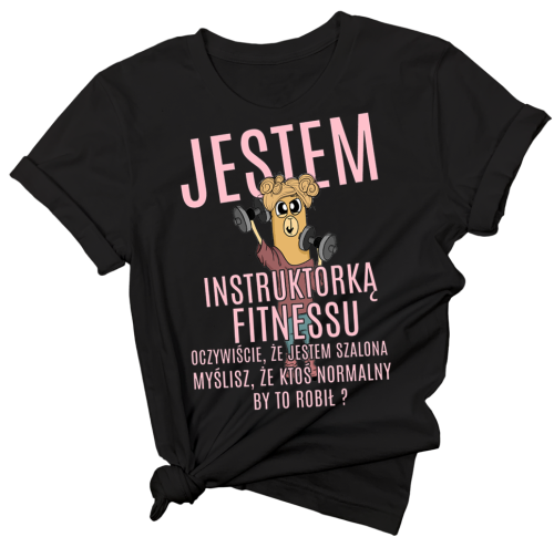 koszulka dla instruktorki fitnessu z blondynką