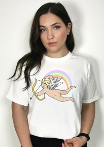 Biały t-shirt damski z amorkiem 