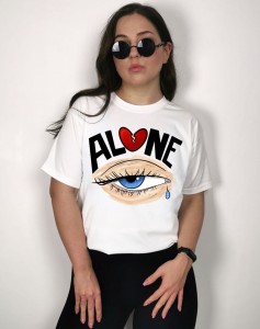 Biały T-shirt damski alone