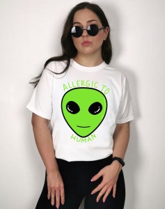 Biały T-shirt damski alergic to human 