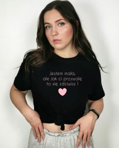 Czarny T-shirt damski z napisem 