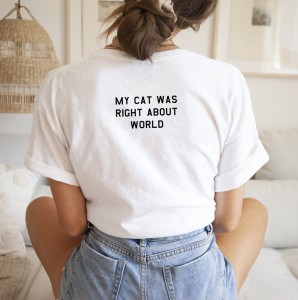 T-shirt damski biały My Cat Was Right