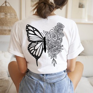 DAMSKIE T-shirt BOHO motyl na plecach 