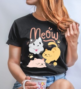 DAMSKI T-shirt  z kotami 