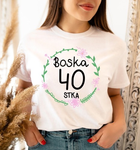 biała Koszulka boska 40 na 40 urodziny