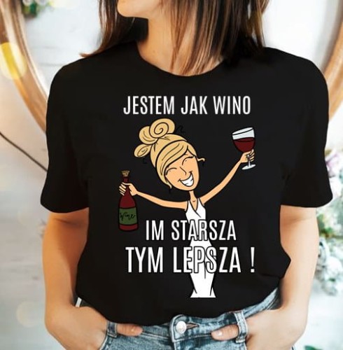 damska śmieszna Koszulka na prezent dla blondynki jestem jak wino