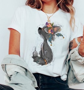 damska koszulka z kotem boho 