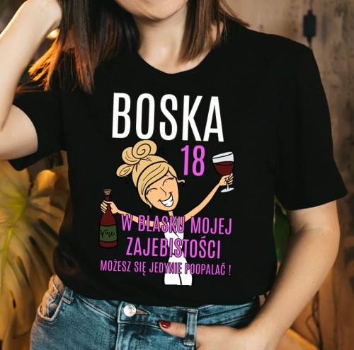 damska koszulka na 18 urodziny dla blondynki boska 18 POOPALAĆ.jpg