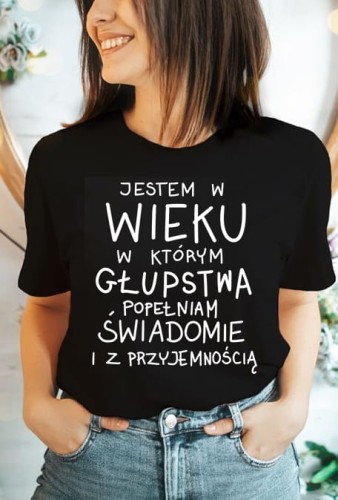 aa damska śmieszna koszulka JESTEM W WIEKU