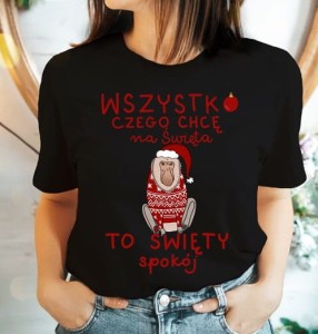 świąteczna koszulka z nosaczem damska 