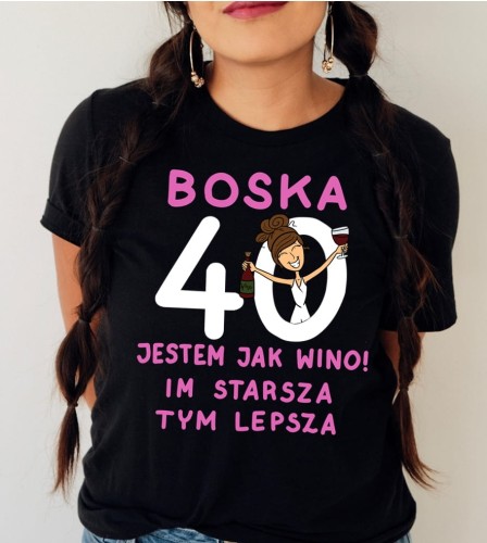 koszulka na czterdziestkę - jestem jak wino brunetka.jpg