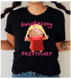 fajna koszulka na święta na prezent świąteczny przytulas blondynka