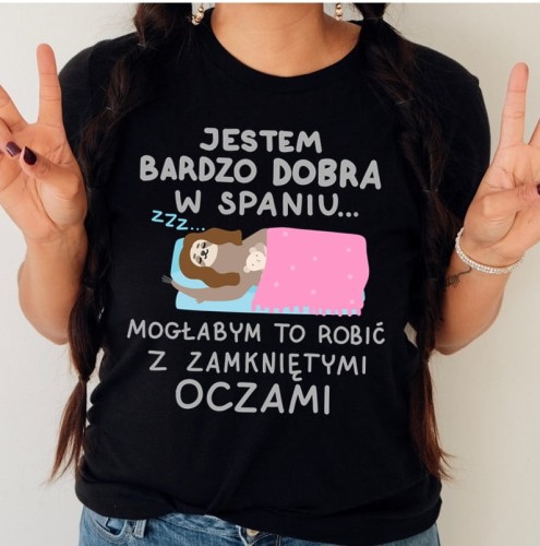 damska koszulka ze śmiesznym nadrukiem na prezenty o spaniu.jpg