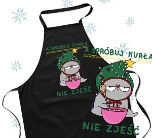 FARTUCH KUCHENNY NA PREZENT A SPRÓBUJ NIE ZJEŚĆ   z kotem 