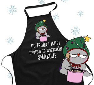 Świąteczny fartuch kuchenny na prezent z imieniem 