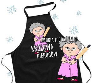 FARTUCH DLA BABCI NA PREZENT Z IMIENIEM KRÓLOWA PIEROGÓW 