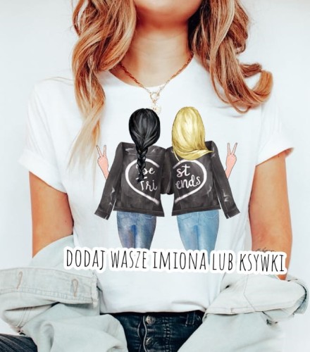 koszulka dla przyjaciółki best friends dla przyjaciółek bondynka i brunetka z warkoczem