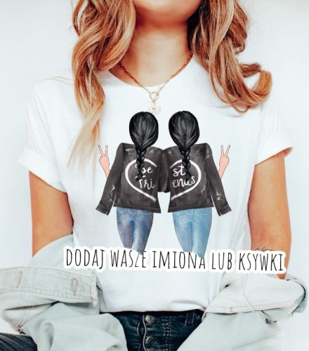 koszulka dla przyjaciółki best friends dla przyjaciółek brunetki z warkoczami