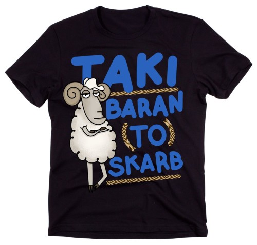 koszulka męska z nadrukiem taki baran to skarb