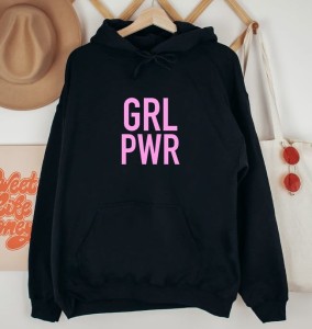 czarna bluza z kapturem damska girl power.jpg