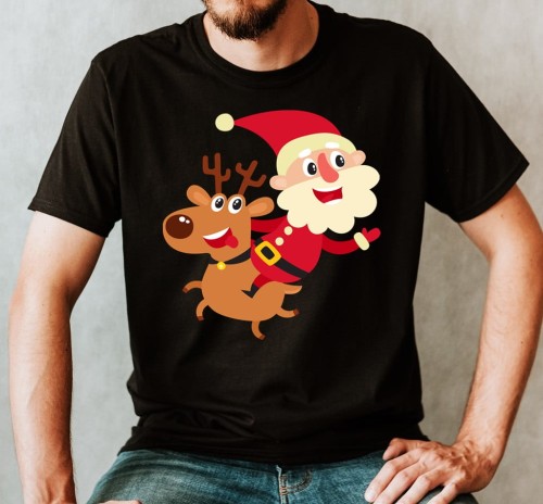 męska koszulka z reniferem i mikołajem.jpg