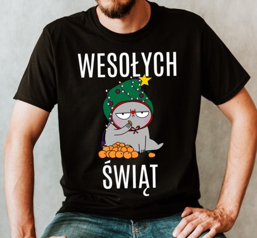 śmieszna męska koszulka na święta wesołych świąt