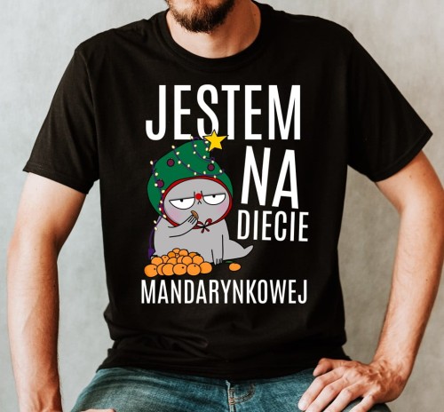 śmieszna męska koszulka JESTEM NA DIECIE MANDARYNKOWEJ