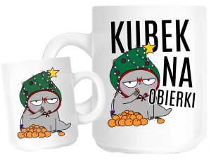 kubek na święta ze śmiesznym nadrukiem KUBEK NA OBIERKI 