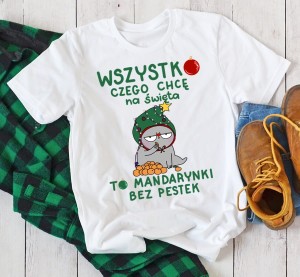 fajna koszulka męska na święta - z motywem mandarynki 