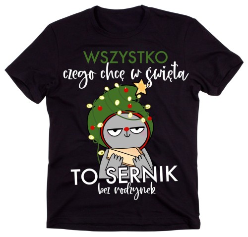 śmieszna męska koszulka wszystko czego chcę na święta to sernik bez rodzynek
