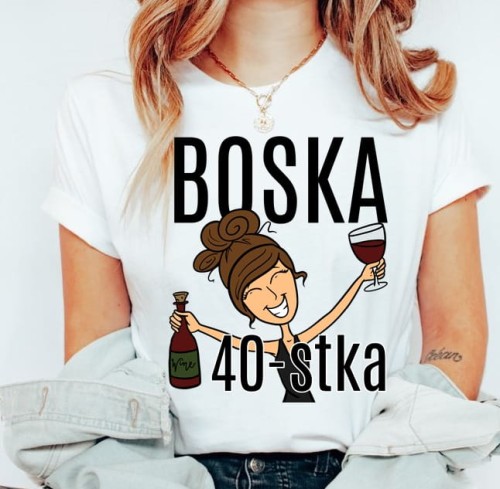KOSZULKA BOSKA 40 NA URODZINY BRUNETKA