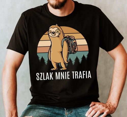 męska koszulka w góry - idzemy w góry z leniwcem.jpg
