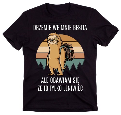 MĘSKA KOSZULKA Z LENIWCEM DRZEMIE WE MNIE BESTIA.jpg