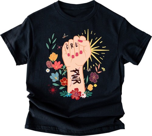 czarna koszulka girl power damska - 2.jpg