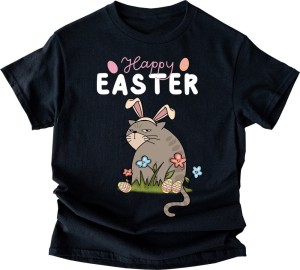 KOSZULKA WIELKANOCNA HAPPY EASTER kot bn.jpg