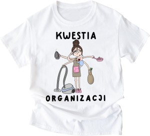 koszulka dla młodej mamy kwestia organizacji z brunetką 