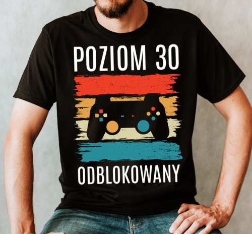 męska koszulka na 30 POZIOM 30 ODBLOKOWANY