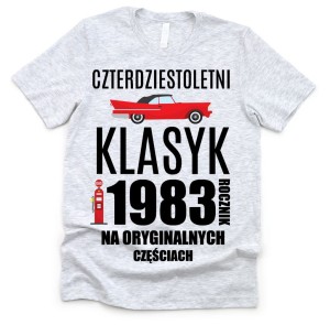 Męska Koszulka na 40 urodziny - kolor szary 40 letni klasyk 