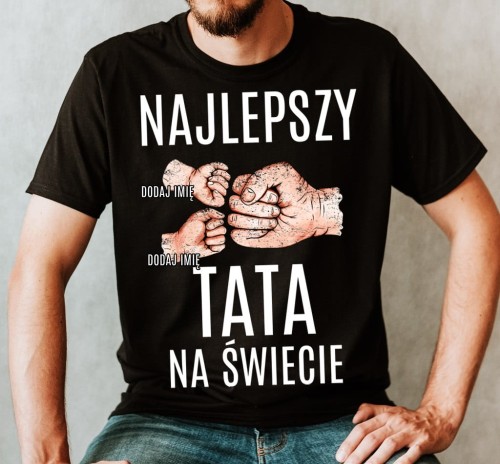 Koszulka najlepszy tata na świecie z imionami 2 dzieci