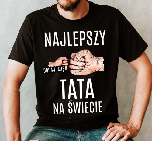 Koszulka najlepszy tata na świecie z IMIENIEM JEDNEGO DZIECKA