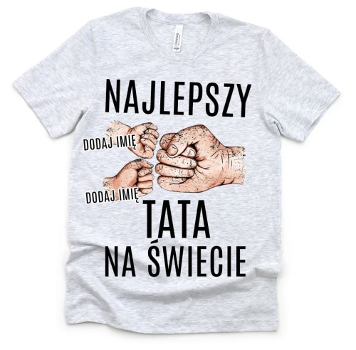 szara Koszulka najlepszy tata na świecie z 2 dziećmi