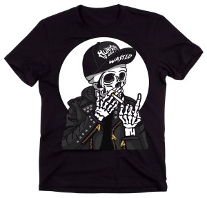 męska czarna koszulka z nadrukiem