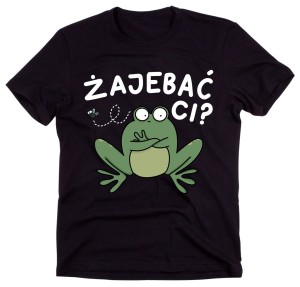 męska czarna koszulka z żabą żajebać ci 