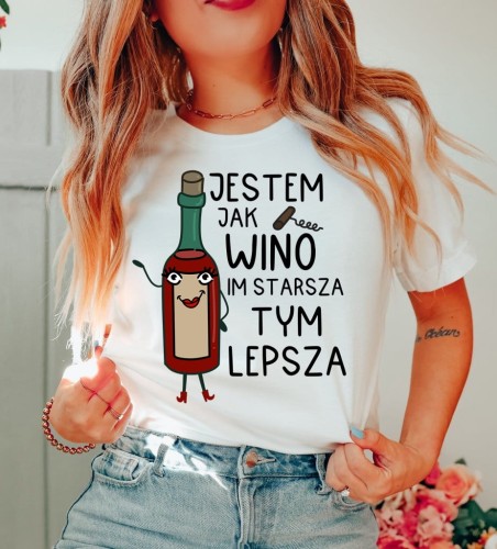 fajna damska koszulka jestem jak wino