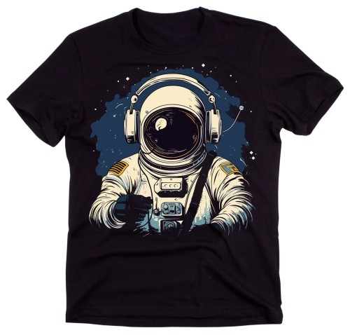 męska czarna koszulka astronauta - 2.jpg